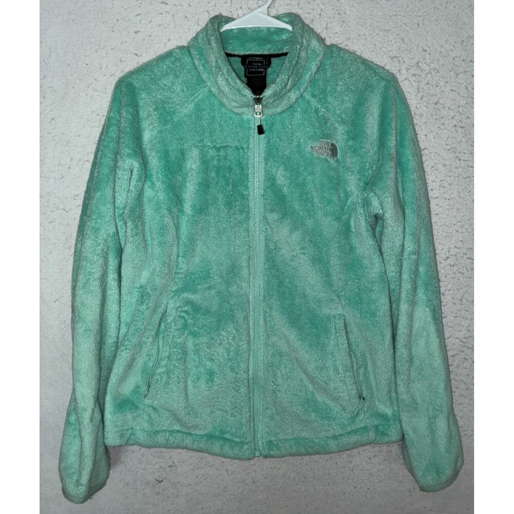 The North Face Fuzzy Fleece Jacket M Osito Full Zip Seafoam Green Aqua